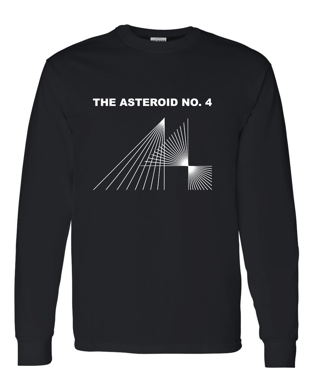 Asteroid No.4 Logo Black Long Sleeve T-shirt Black and White Logo